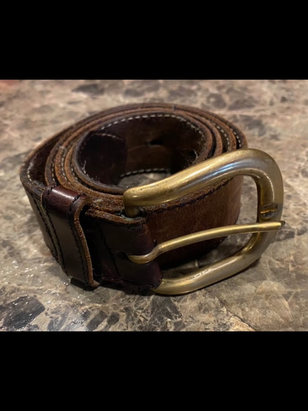 Classic Brown Leather Men’s Belt with Brass Buckle and Black belt silver buckle